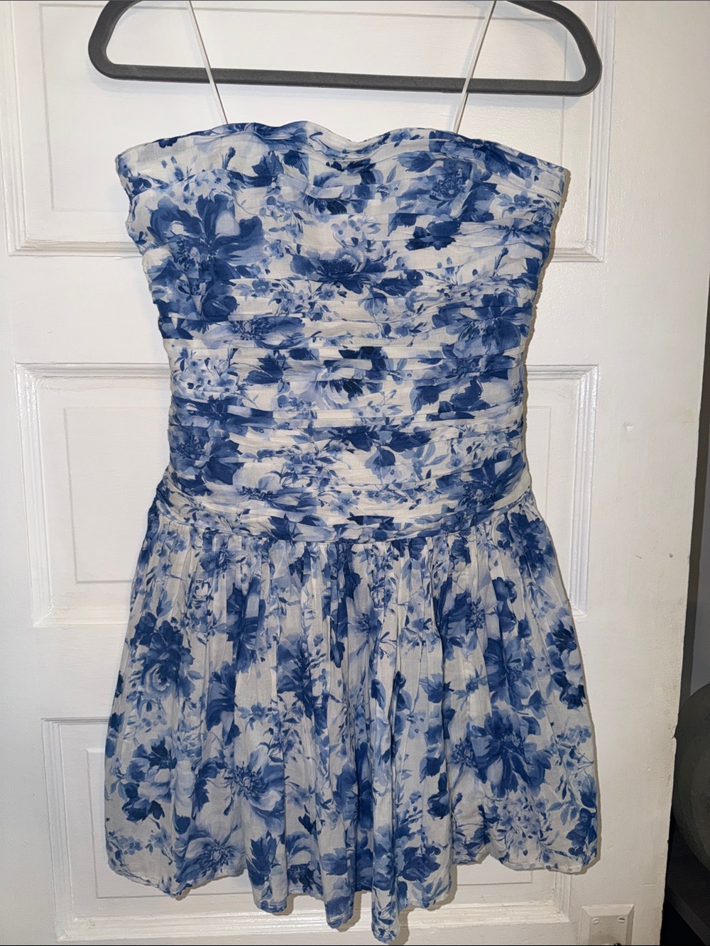 Abercrombie & Fitch Strapless Blue Floral Party Dress